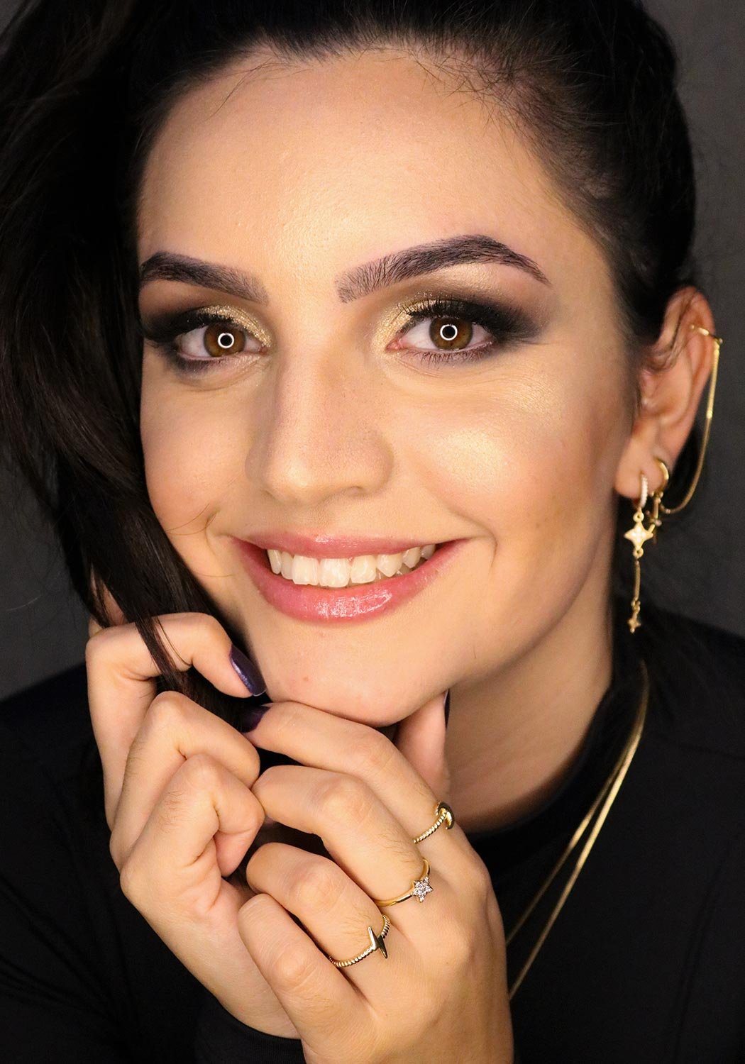 Anel Torcido com Lua banhado a Ouro 18k