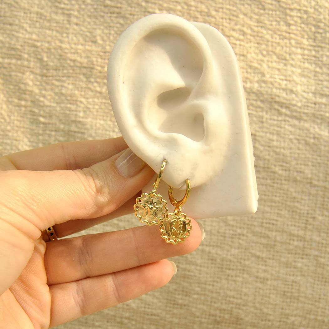 Brinco Argola Clips Casal Cowboy banhado a Ouro 18k