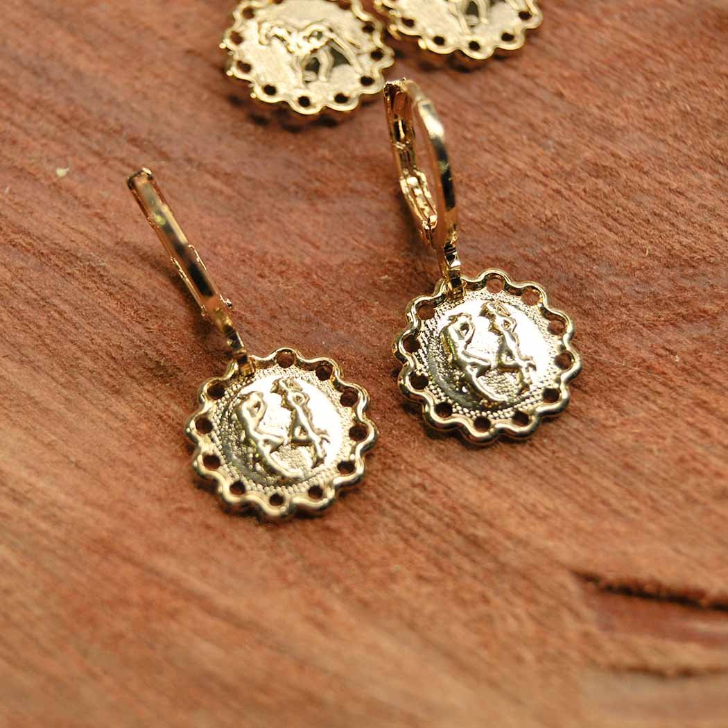 Brinco Argola Clips Casal Cowboy banhado a Ouro 18k
