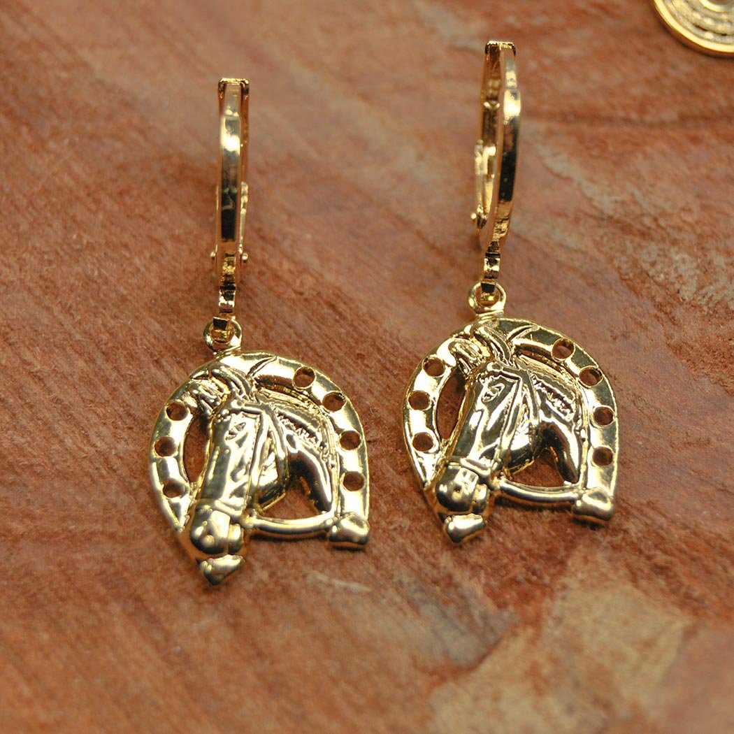 Brinco Argola Clips Cavalo Ferradura banhado a Ouro 18k