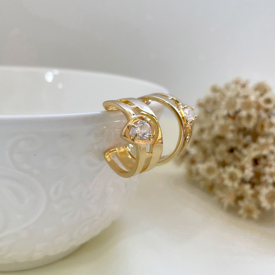 Brinco Argola Grossa Zircônia Gota (opções) banhado a Ouro 18k