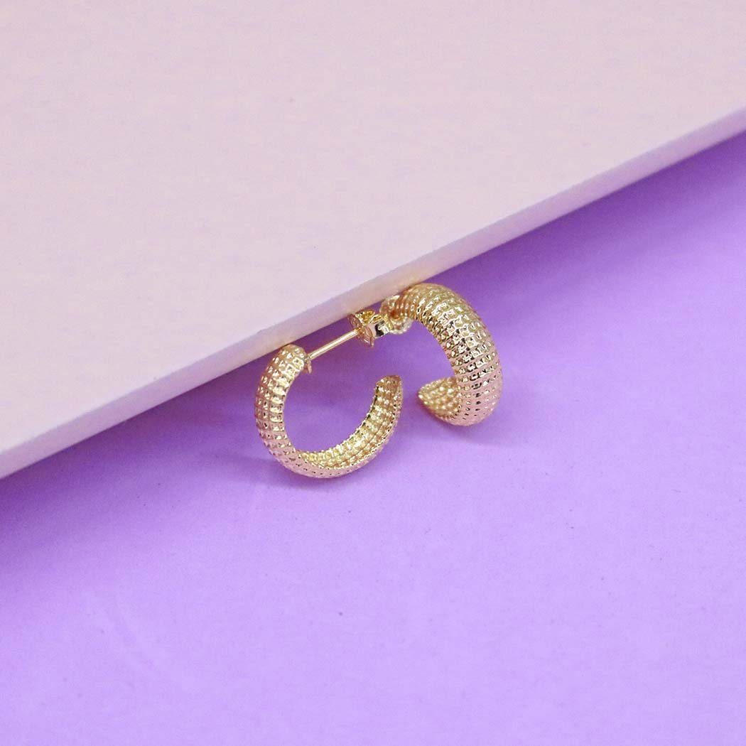 Brinco Argola Pequena Pontilhada banhado a Ouro 18k