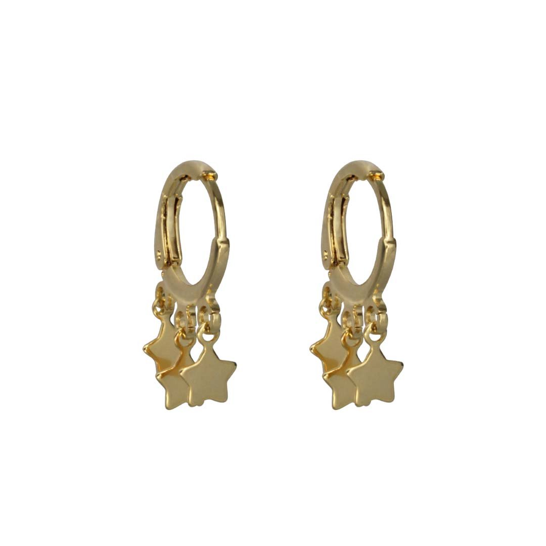 Brinco Clips 3 Estrelas banhado a Ouro 18k