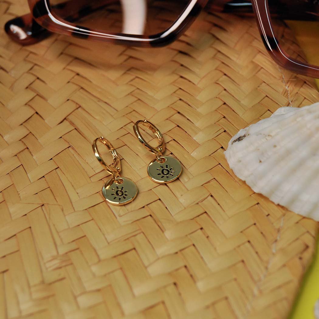 Brinco Clips Sol banhado a Ouro 18k