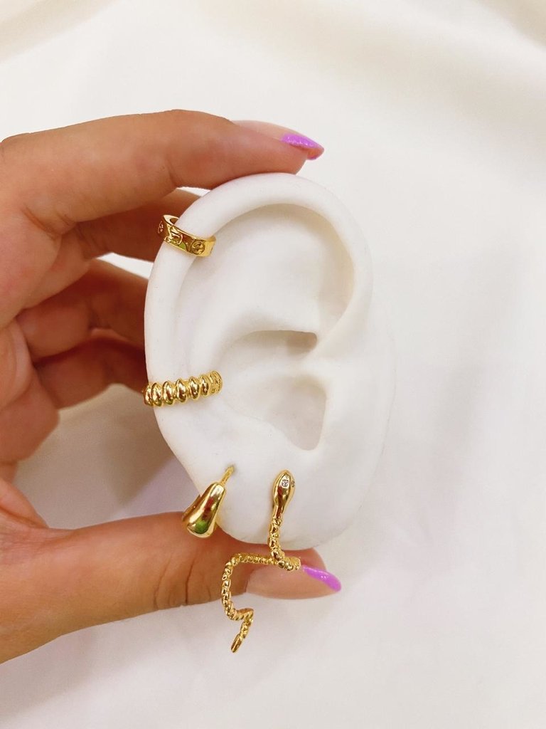 Brinco Cobra com Olho de Zircônia banhado a Ouro 18k