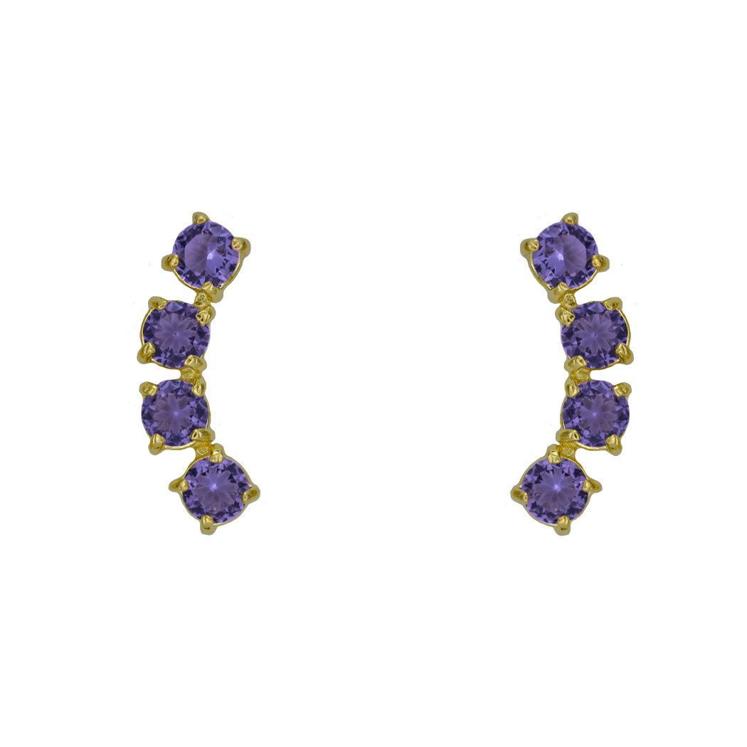 Brinco Ear Cuff 4 Zircônias banhado a Ouro 18k