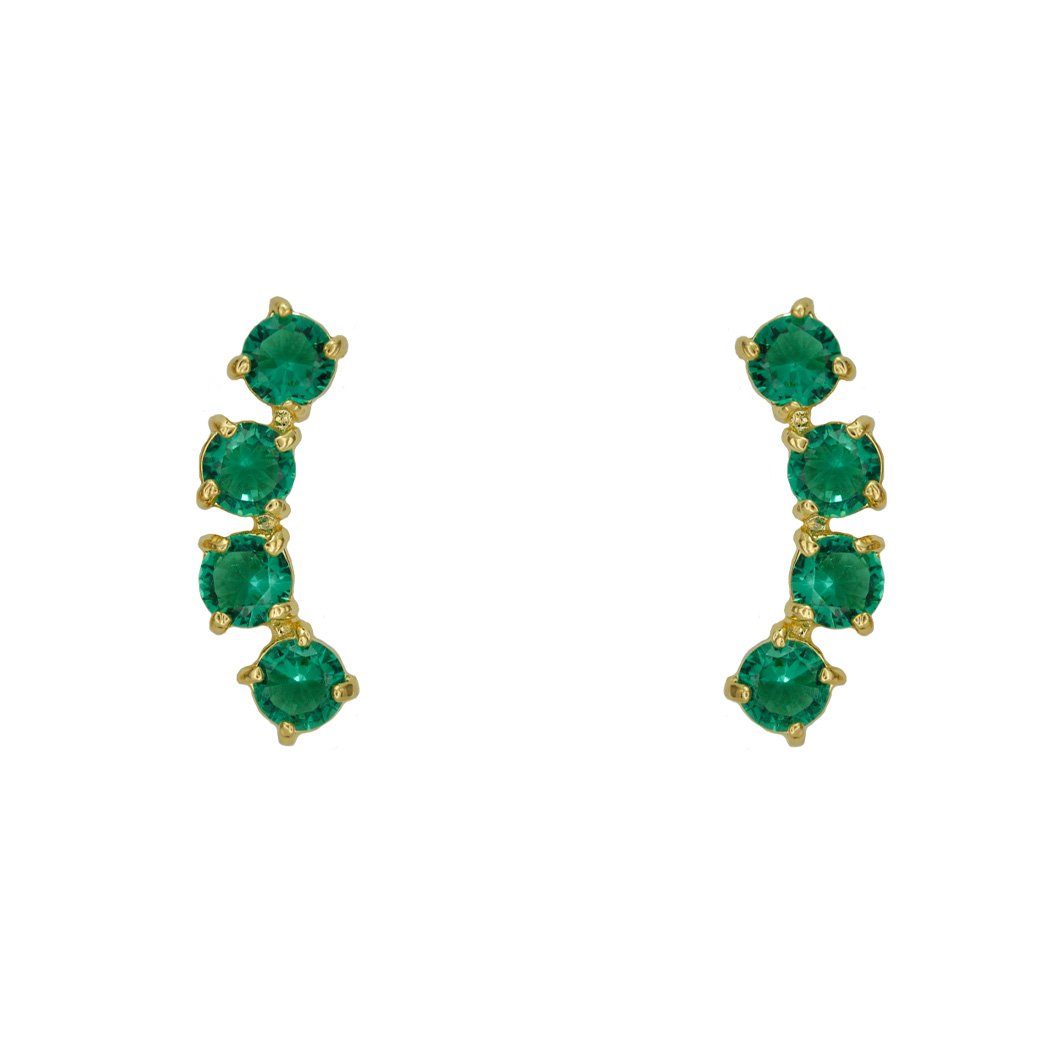 Brinco Ear Cuff 4 Zircônias banhado a Ouro 18k