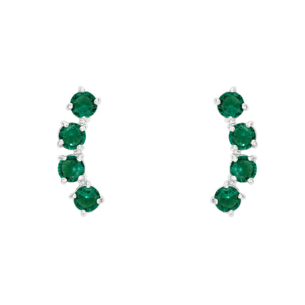 Brinco Ear Cuff 4 Zircônias banhado a Prata 70