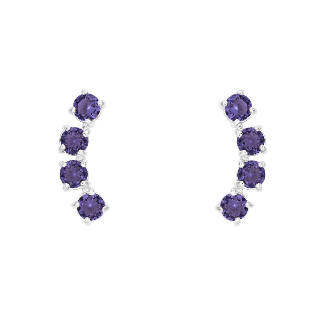 Brinco Ear Cuff 4 Zircônias banhado a Prata 70