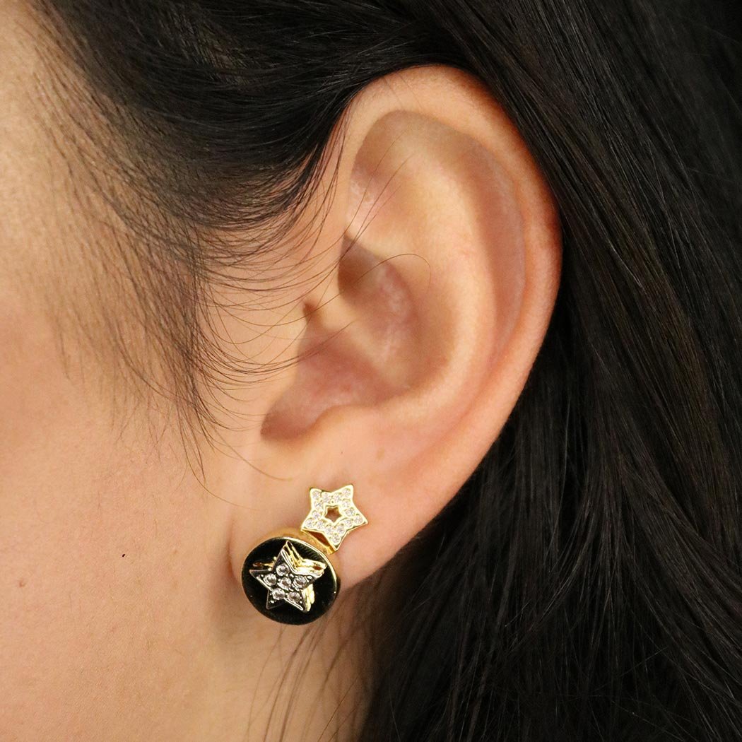 Brinco Estrela Pequena Cravejada banhada a Ouro 18k
