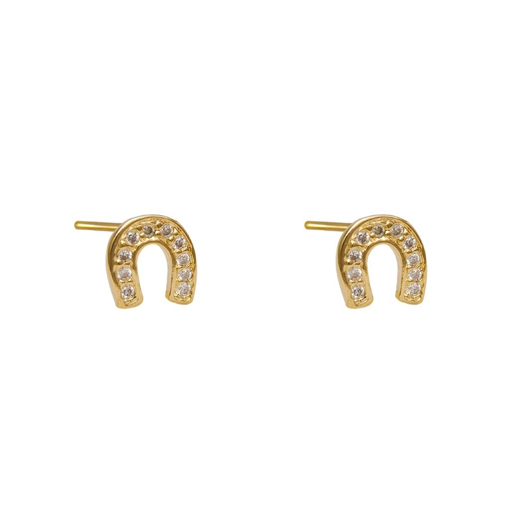 Brinco Ferradura cravejada Zircônias banhado a Ouro 18k