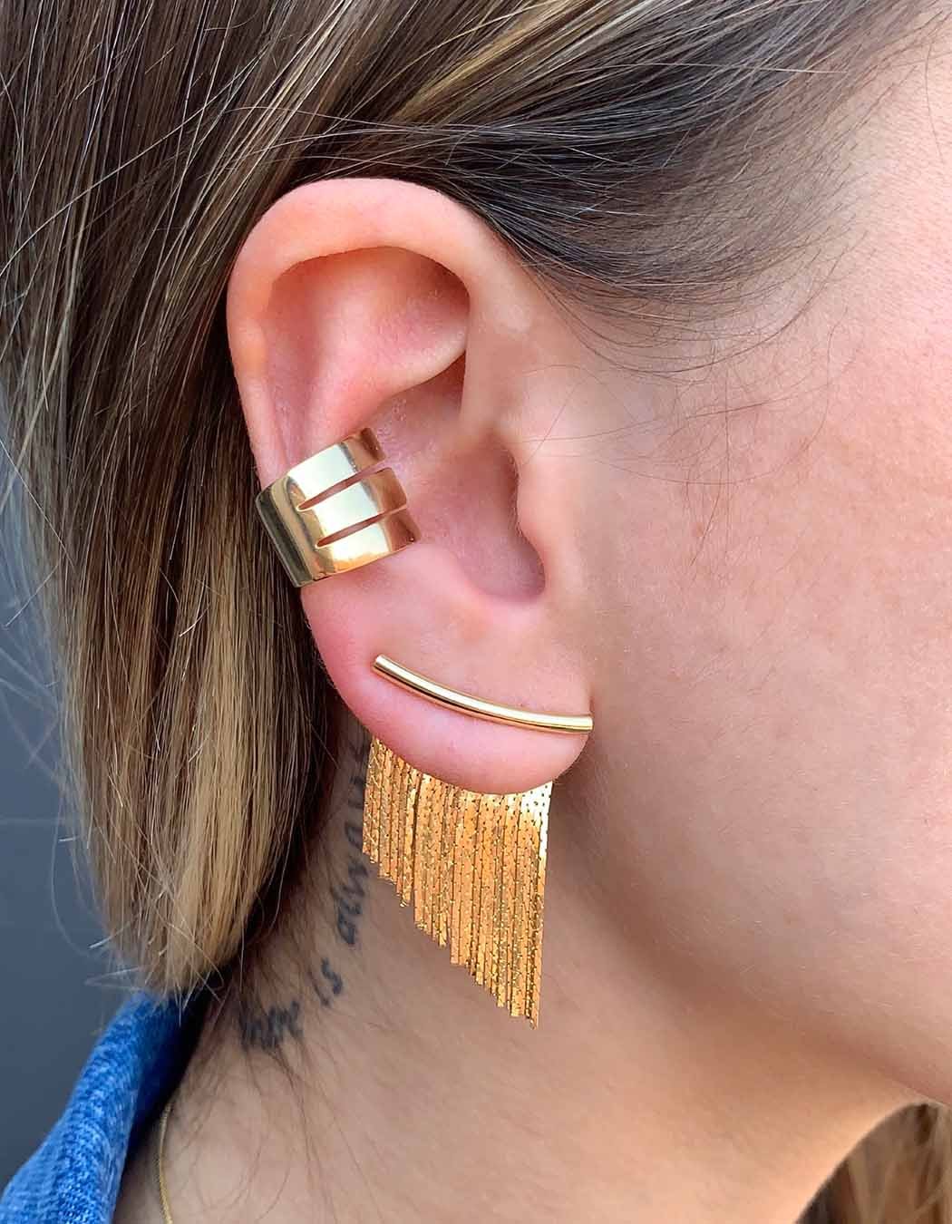 Brinco Franjas banhado a Ouro 18k