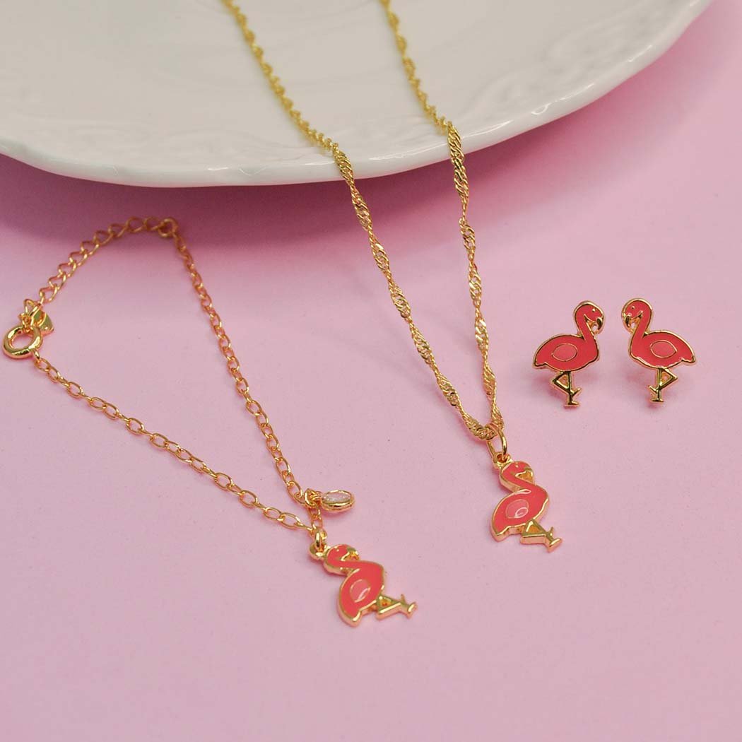 Brinco Infantil Flamingo banhado a Ouro 18k
