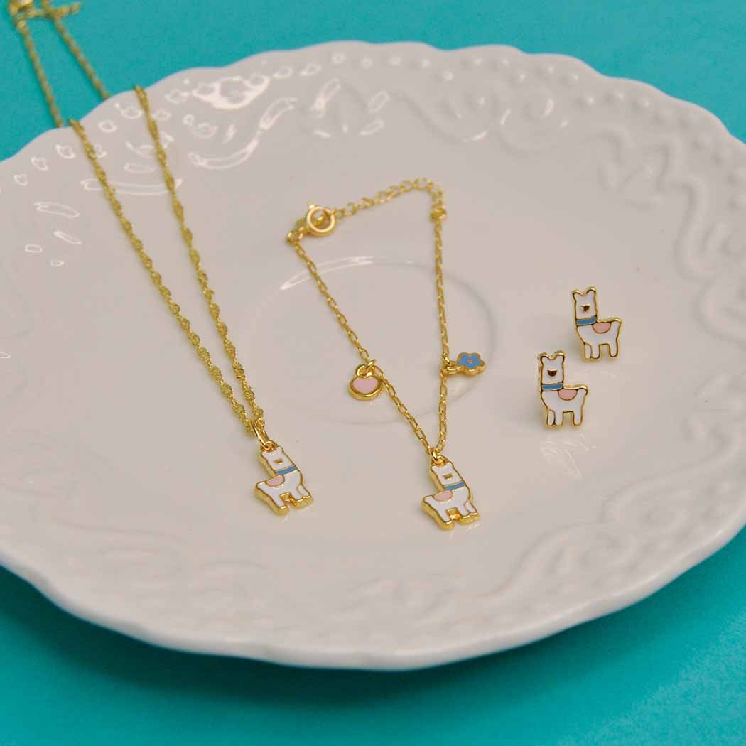 Brinco Infantil Lhama banhado a Ouro 18k