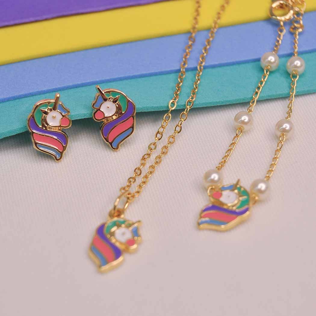 Brinco Unicórnio Colorido banhado a Ouro 18k