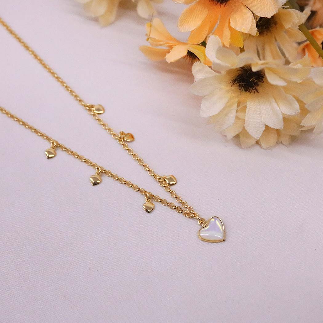 Choker Coração Madrepérola banhado a Ouro 18k