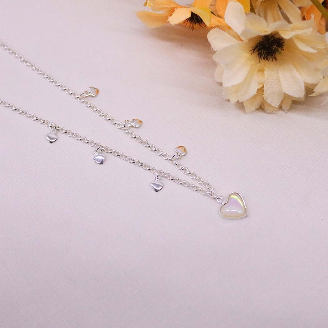 Choker Coração Madrepérola banhado a Prata 70