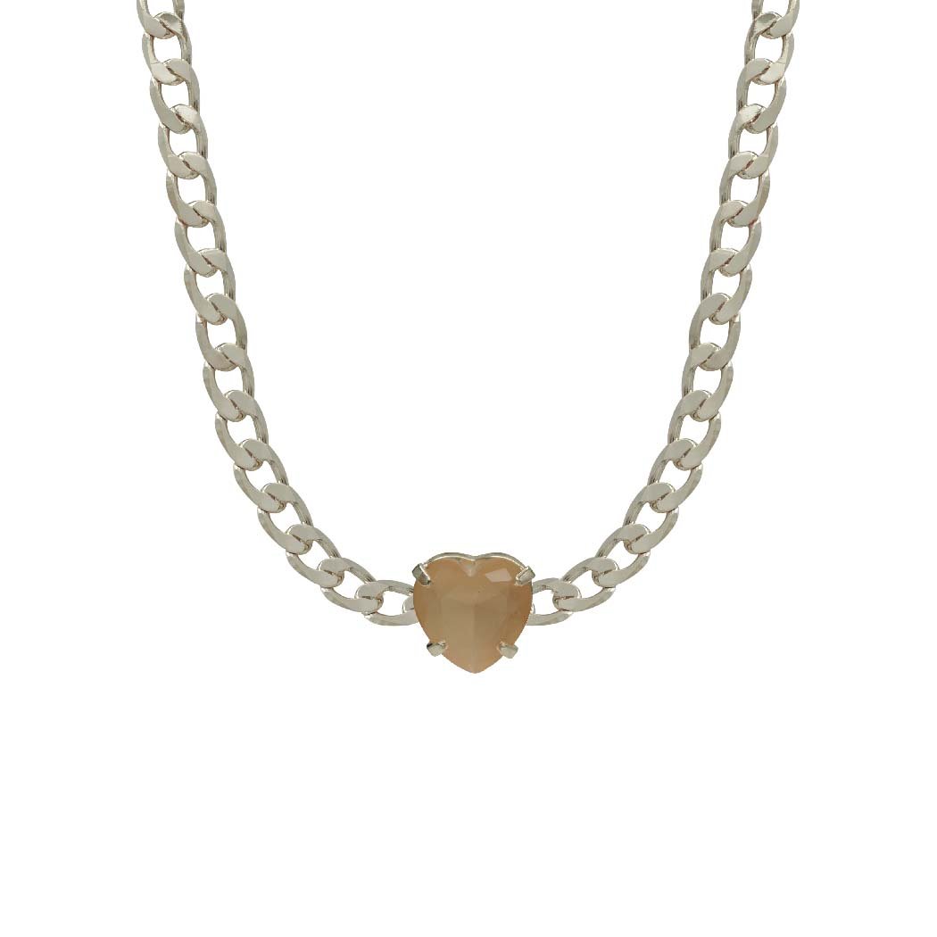 Choker Fio Masculino Grosso Pedra Zircônia Coração banhado a Prata 70