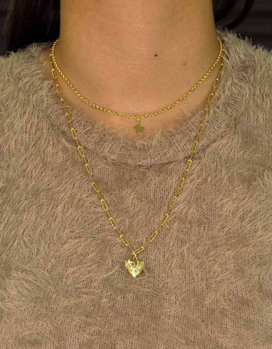 Choker Fio Português com Estrela lisa banhado a Ouro 18k