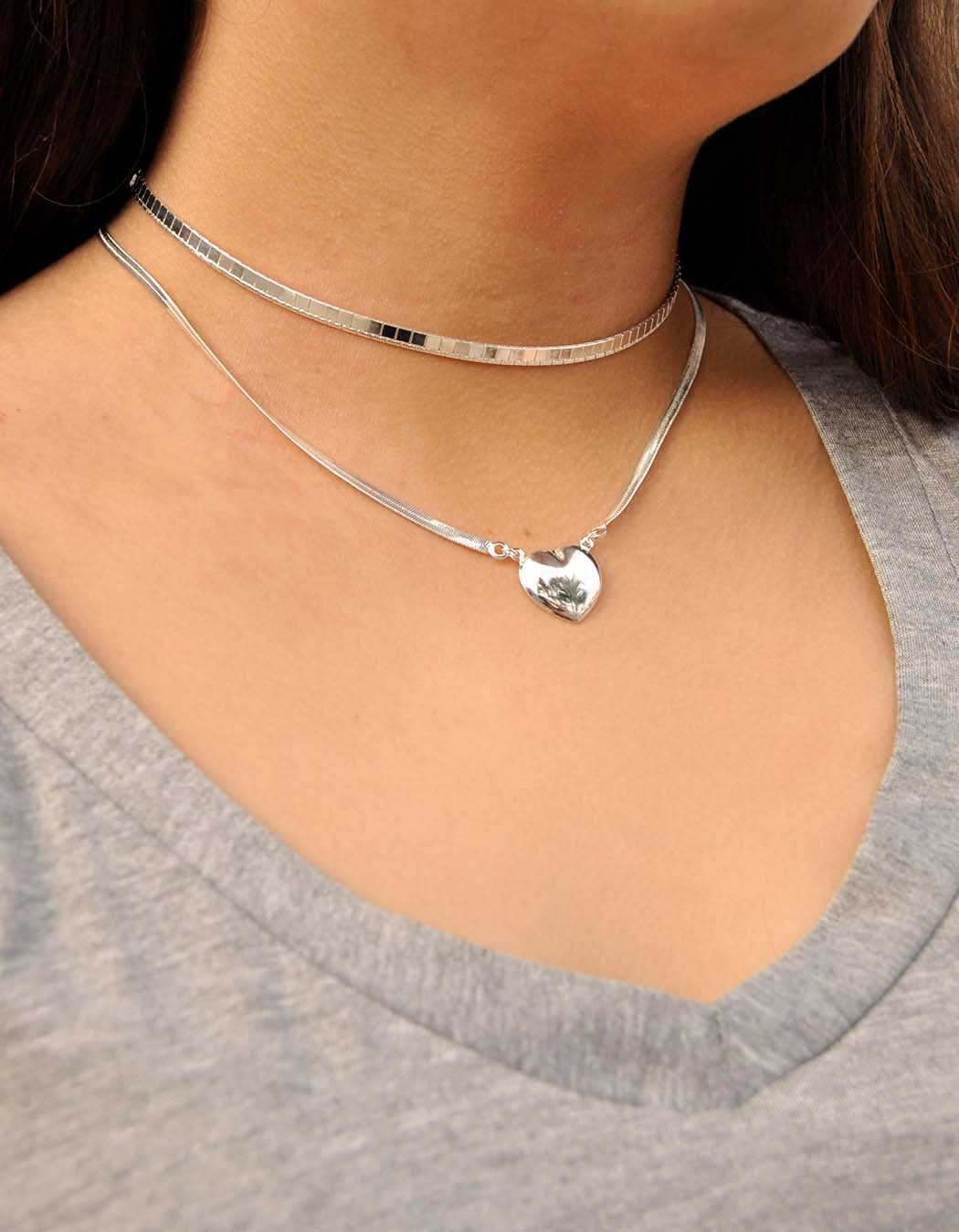 Choker Fita Fina com detalhes banhado a Prata 70