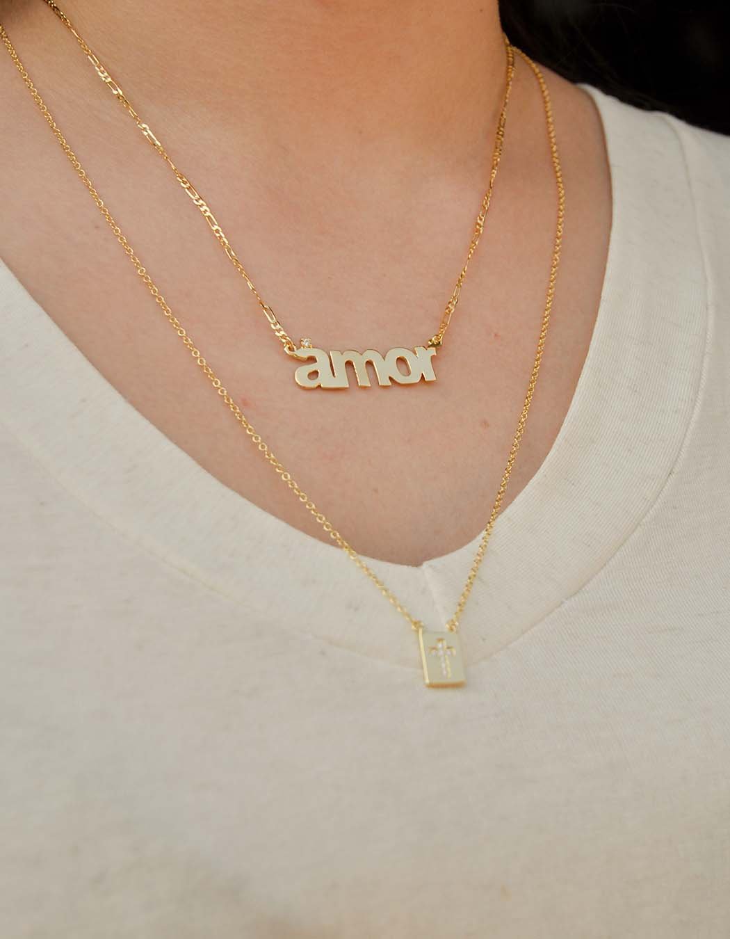 Colar AMOR fio masculino fino (opções)