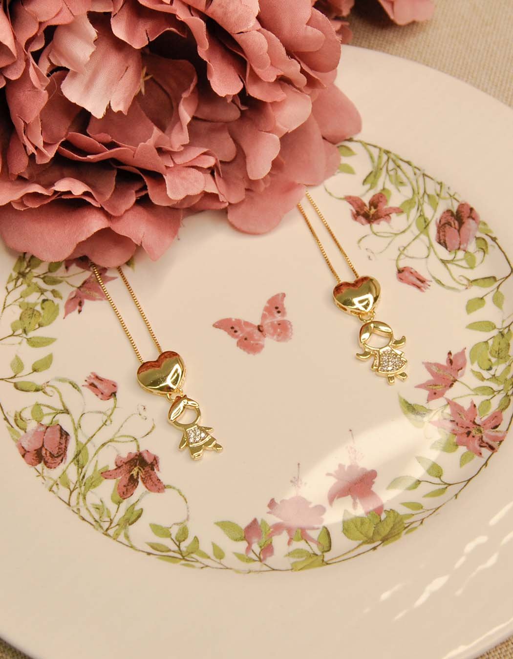Colar Balão Coração Menina banhado a Ouro 18k