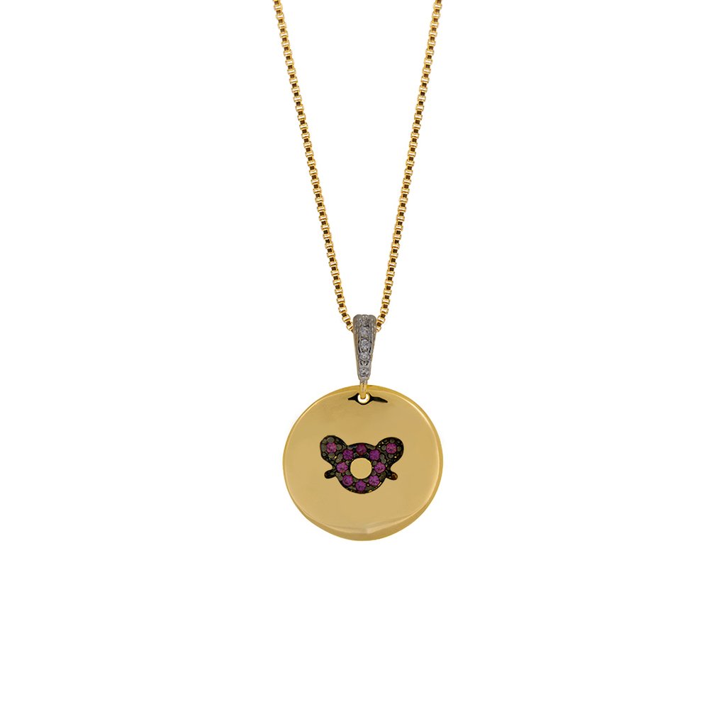 Colar com Medalha de Filhos cravejada banhada a Ouro 18k