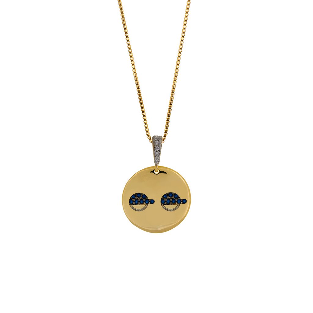 Colar com Medalha de Filhos cravejada banhada a Ouro 18k