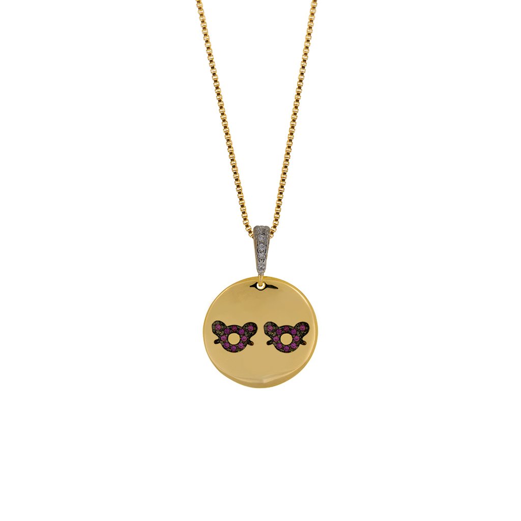 Colar com Medalha de Filhos cravejada banhada a Ouro 18k