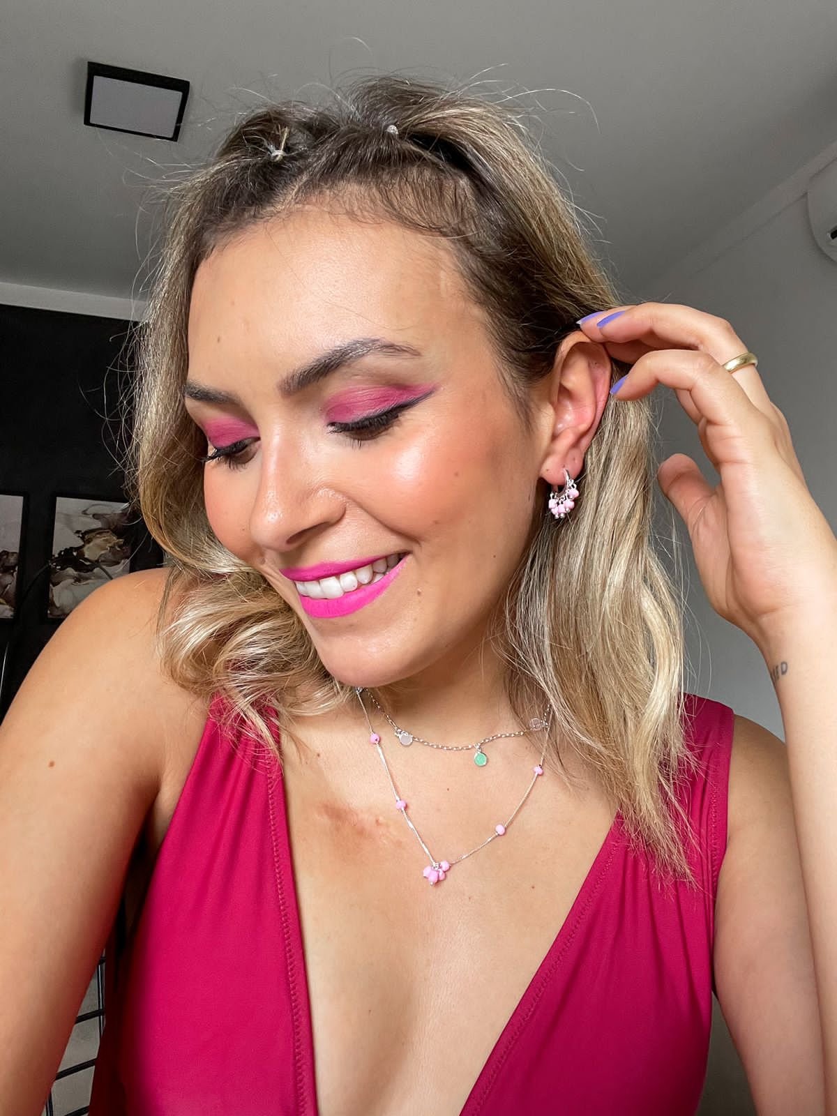 Colar com Tiffanys Coloridas banhado a Prata 70