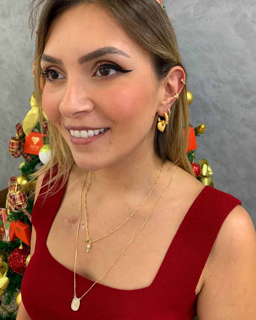 Colar Fio Bolinha Girassol e Zircônia Colorida Banhado a Ouro 18k
