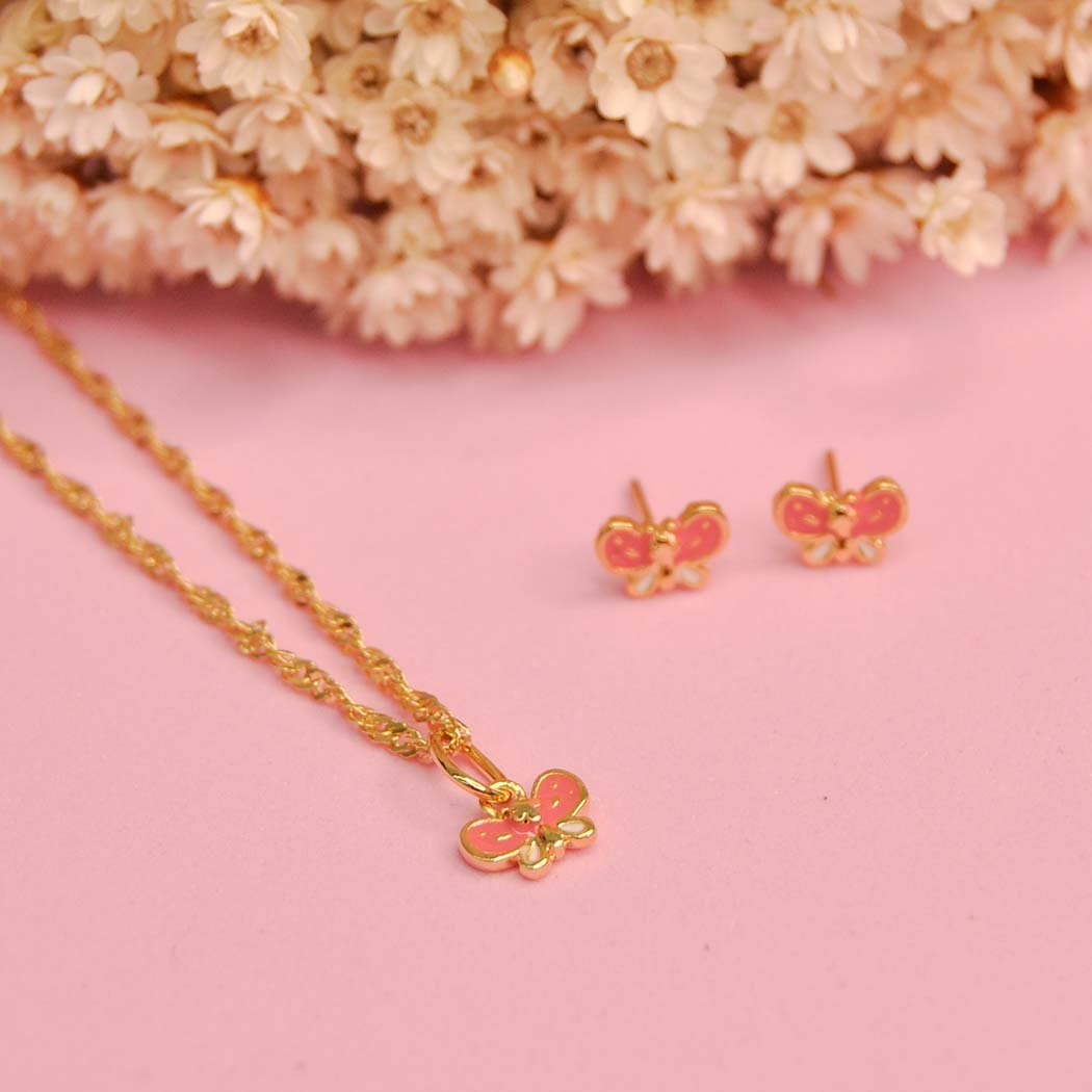Colar Infantil Borboleta banhado a Ouro 18k