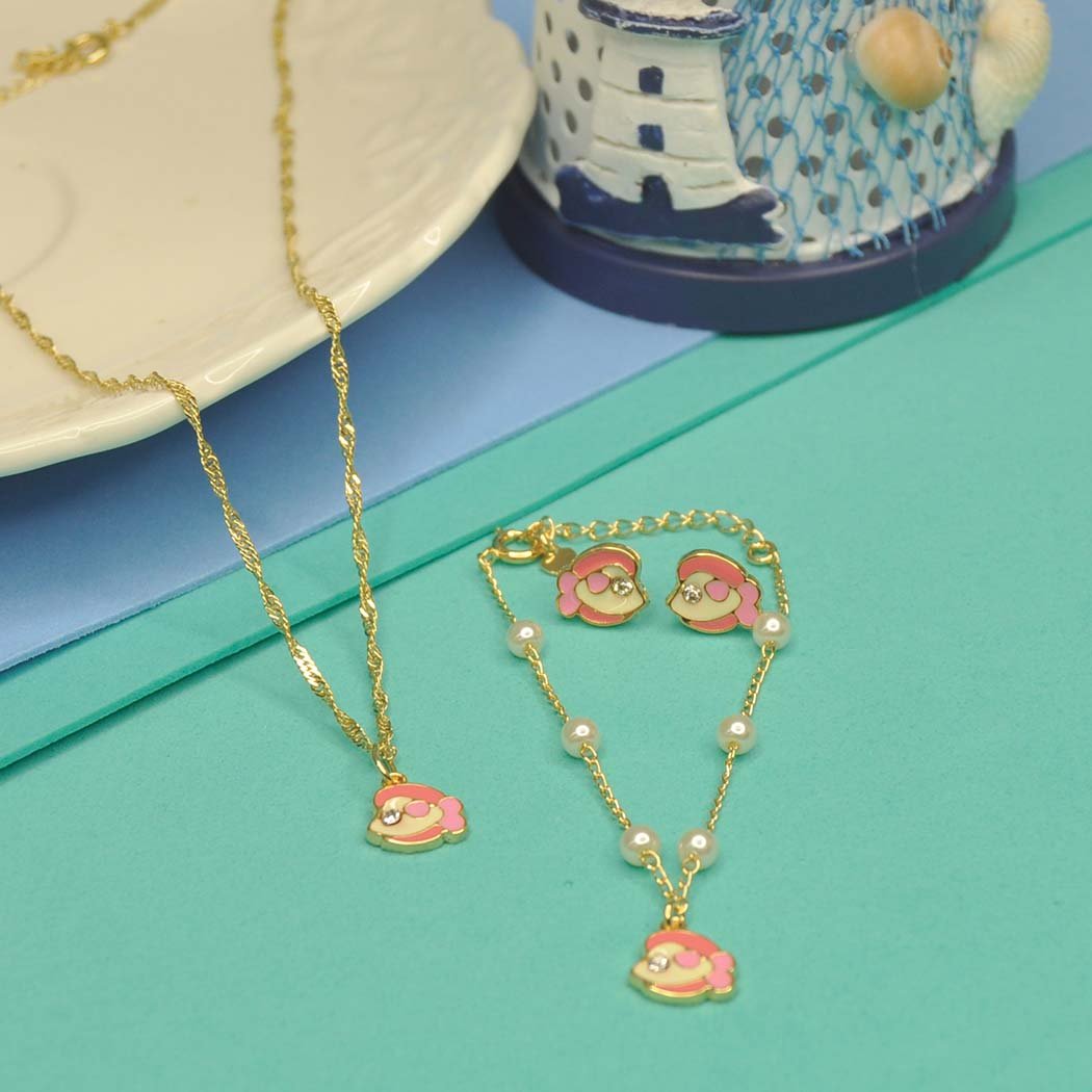 Colar Infantil Peixe com Zircônia banhado a Ouro 18k