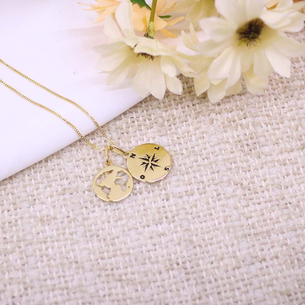 Colar Rosa dos Ventos banhado a Ouro 18k