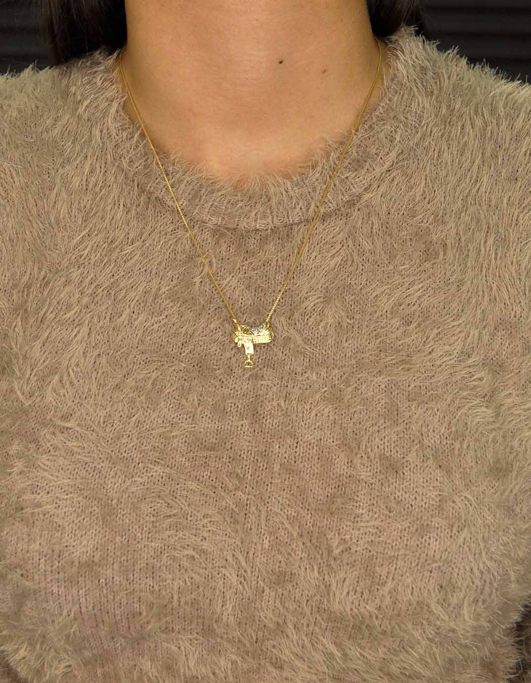 Colar Sela com detalhes em Zircônias banhado a Ouro 18k