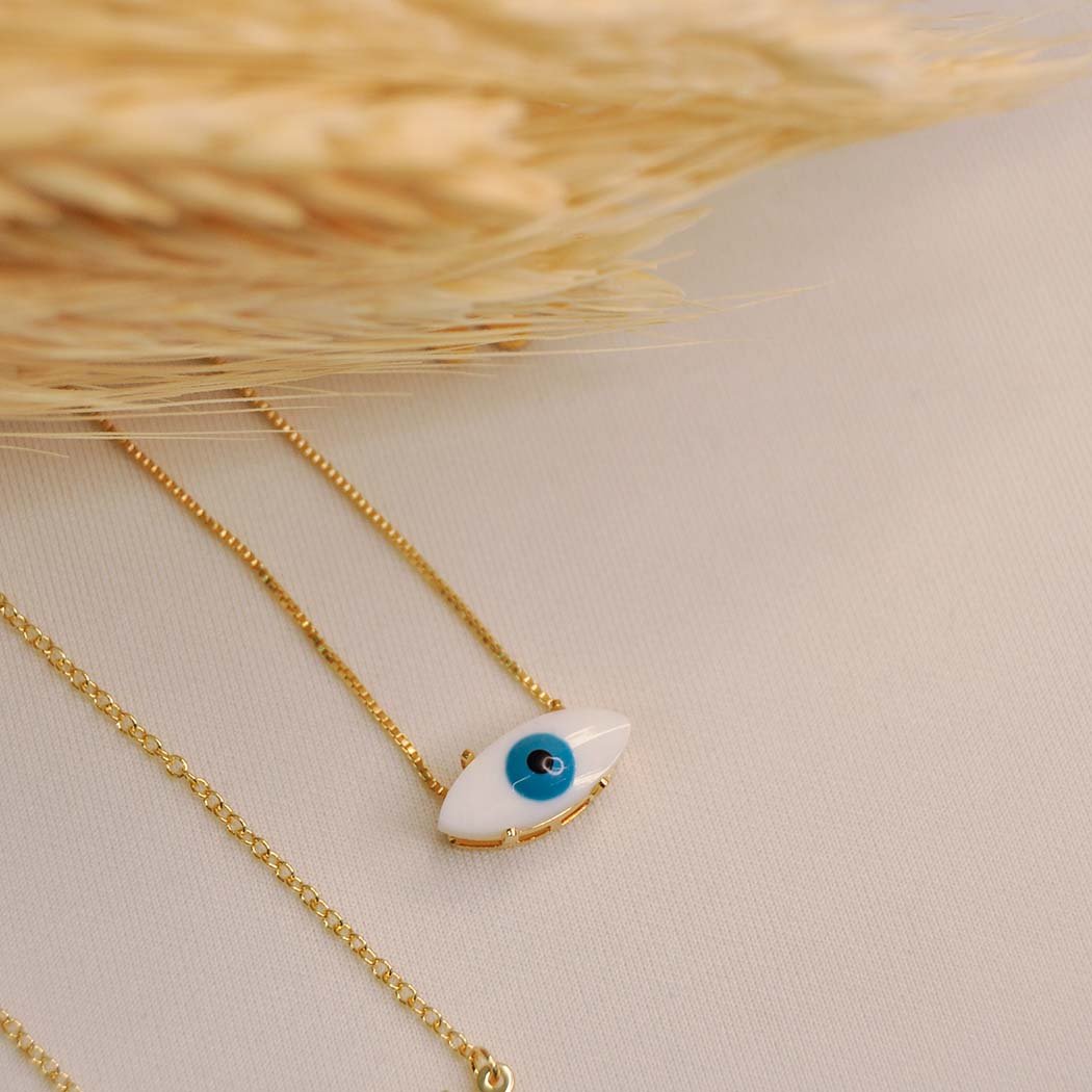 Colar simples Olho Grego banhado a Ouro 18k