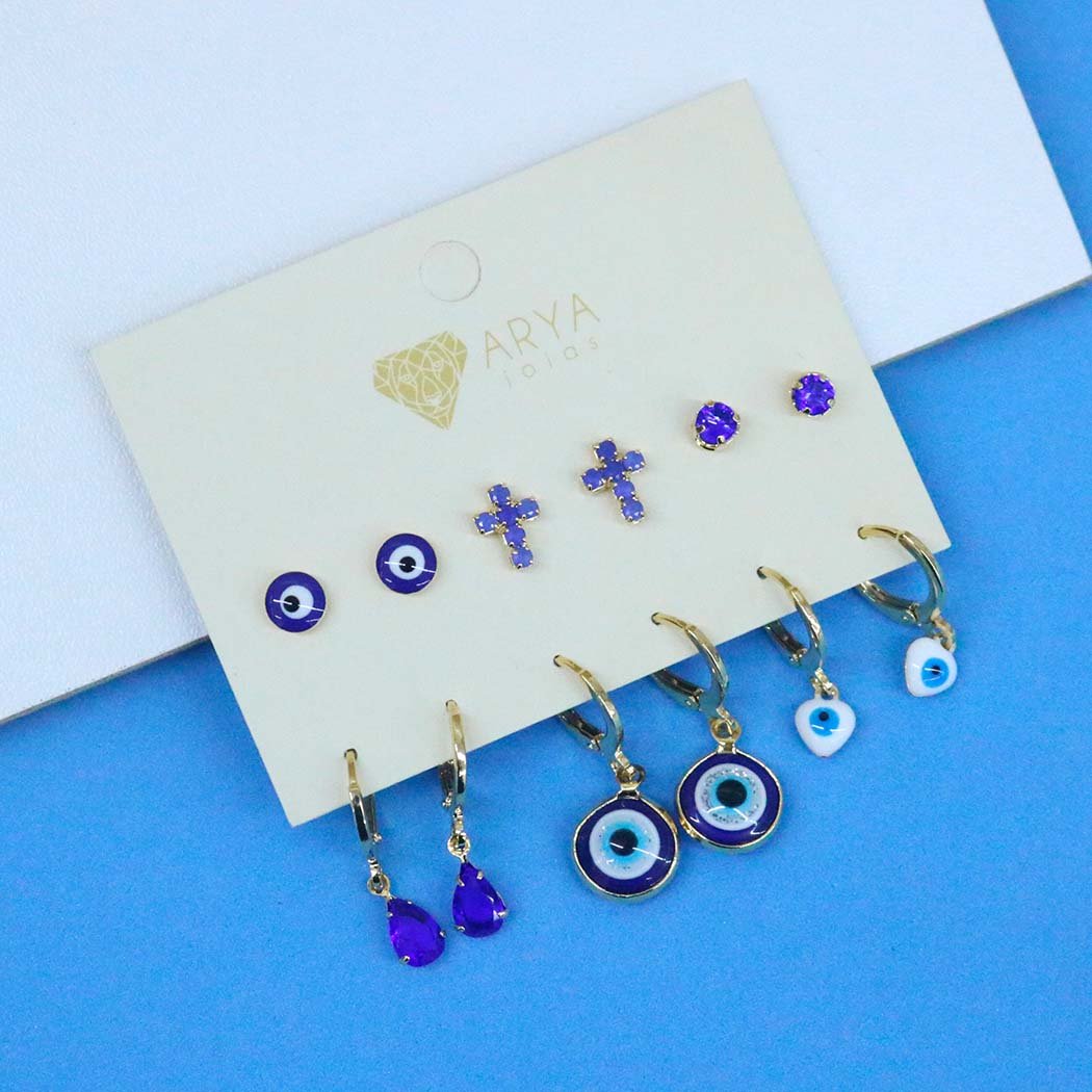 Kit Olho Grego banhado a Ouro 18k