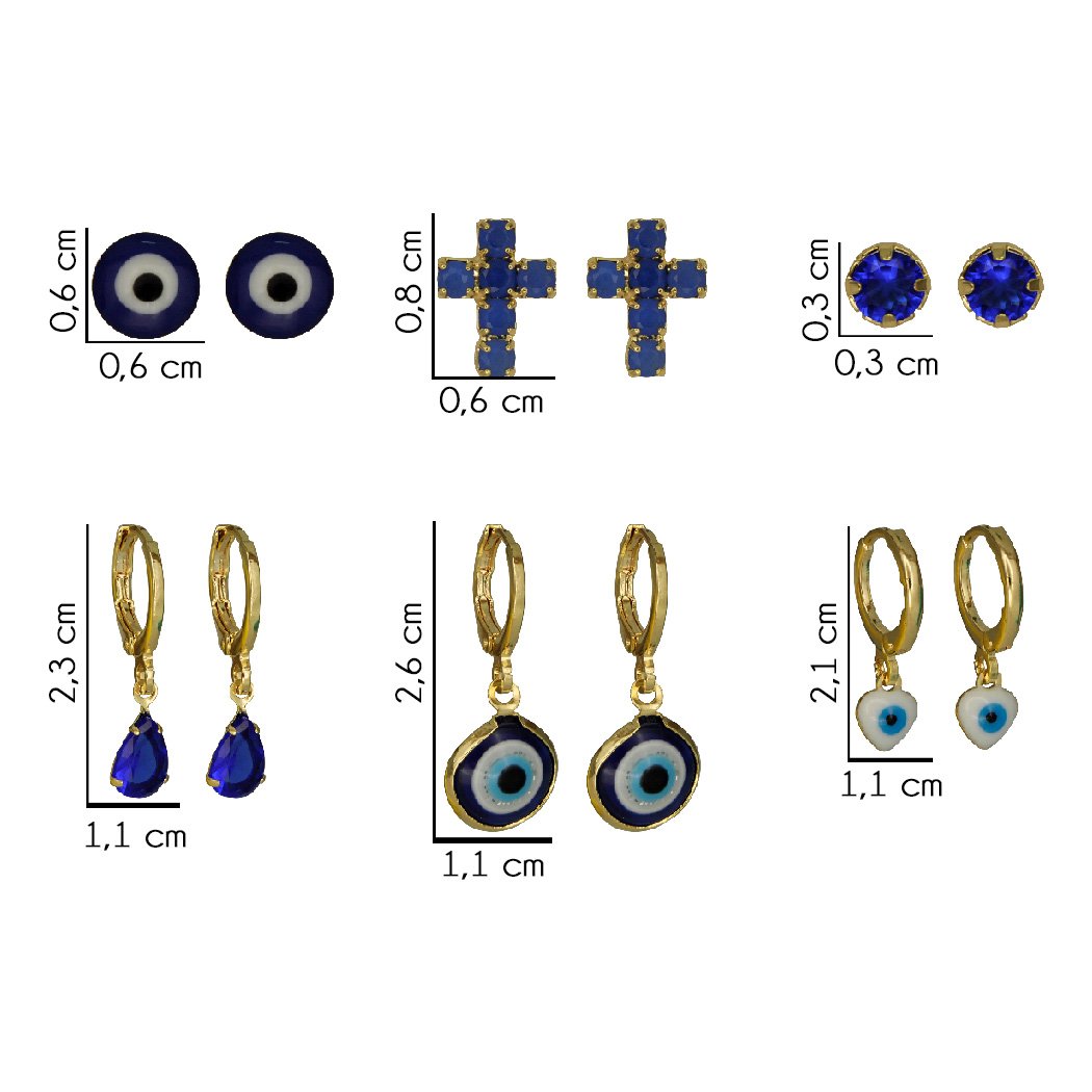 Kit Olho Grego banhado a Ouro 18k