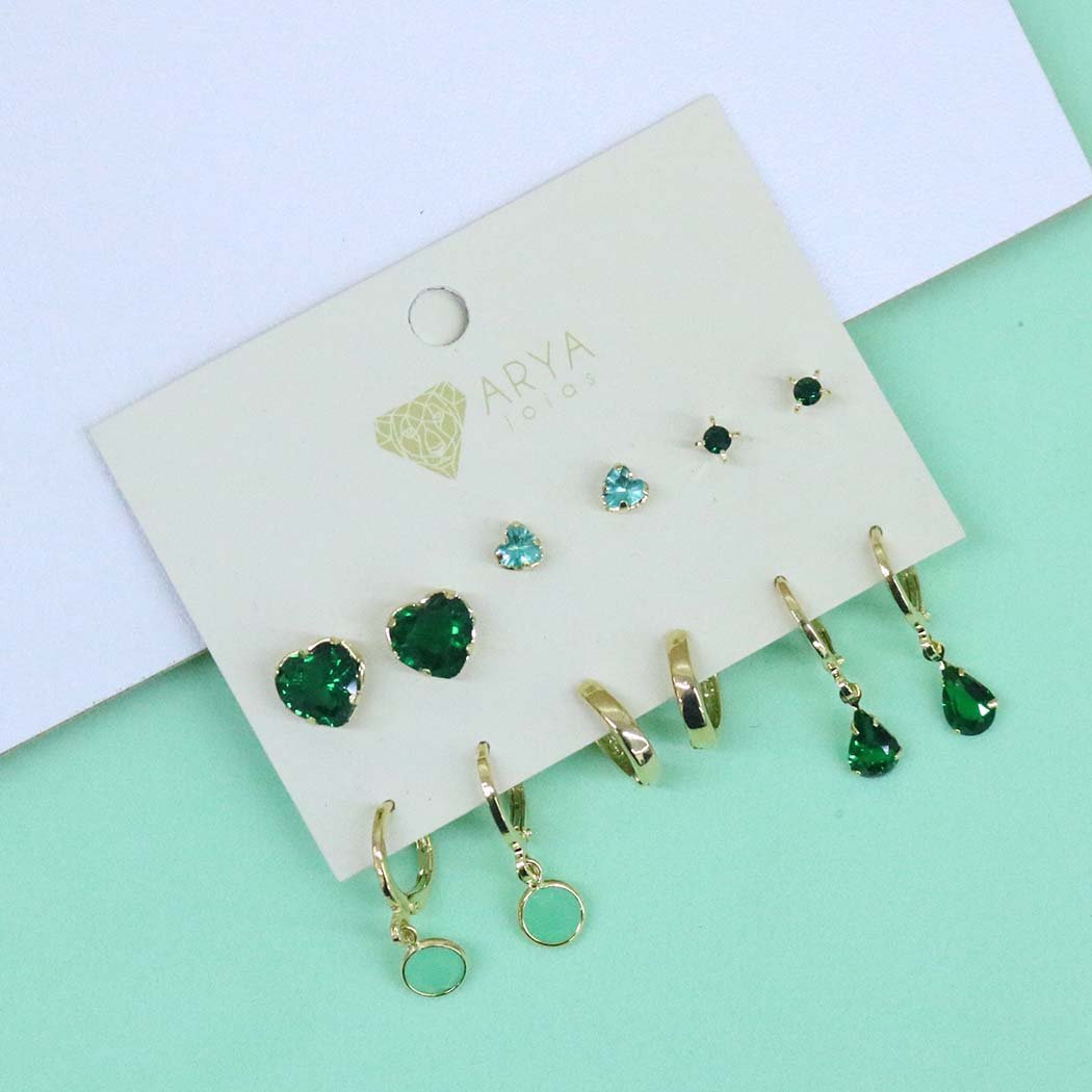 Kit Verde banhado a Ouro 18k