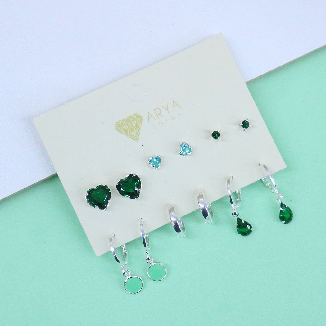 Kit Verde banhado a Prata 70
