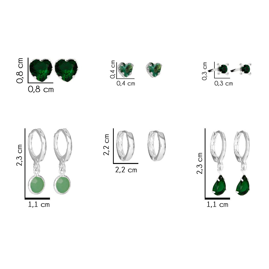 Kit Verde banhado a Prata 70
