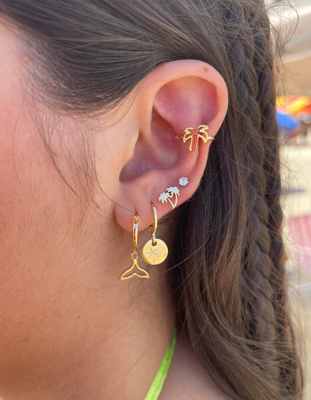 Piercing Fake Coqueiro banhado a Ouro 18k