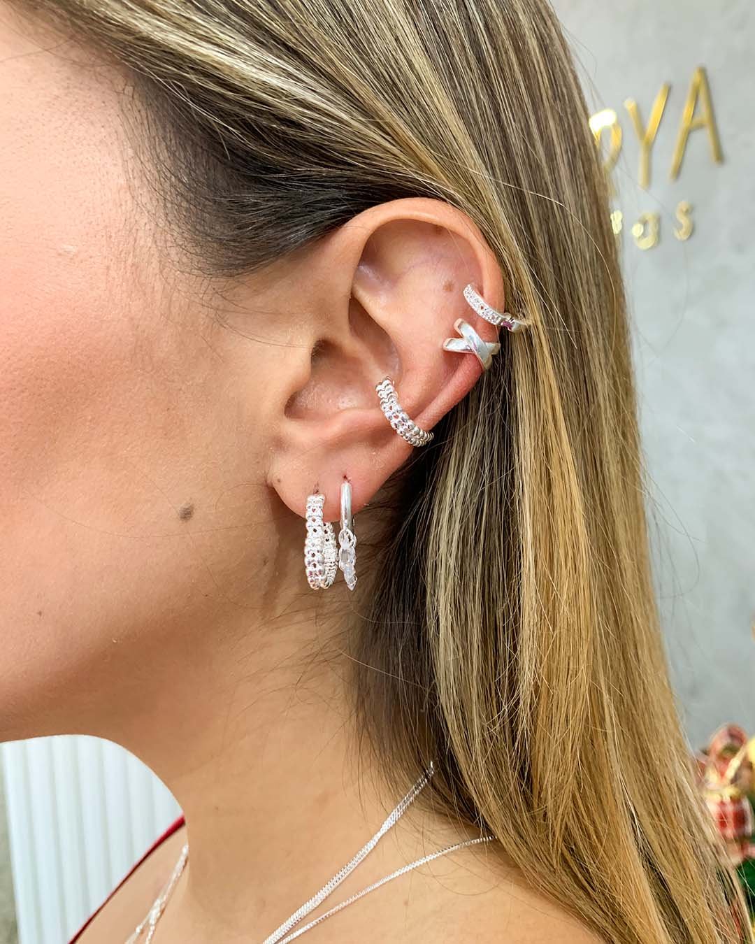 Piercing Fake Coração Gominhos banhado a Prata 70