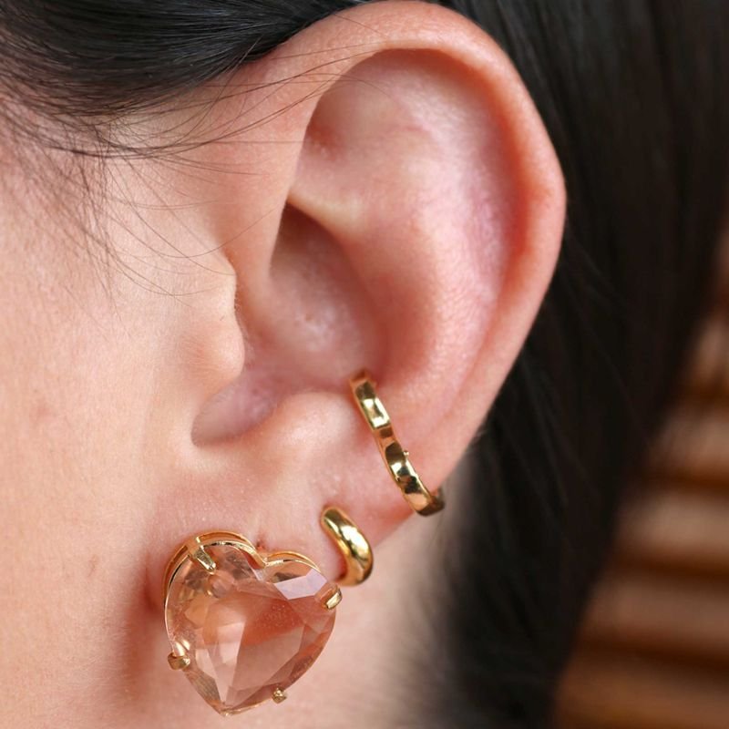 Piercing Fake Coração Tubo Ouro