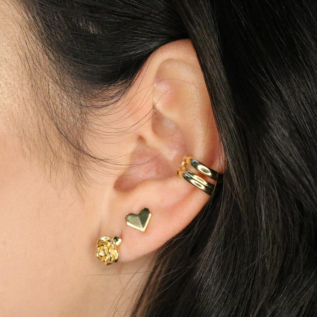 Piercing Fake Duas Listras banhado a Ouro 18k