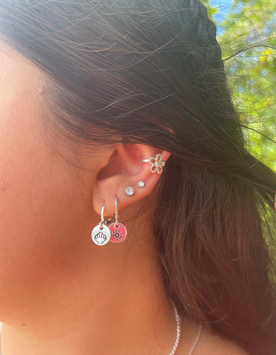 Piercing Fake Flor banhado a Prata 70