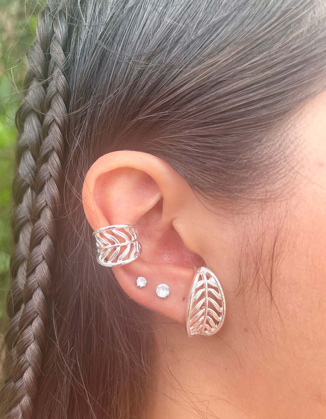 Piercing Fake Folha banhado a Prata 70