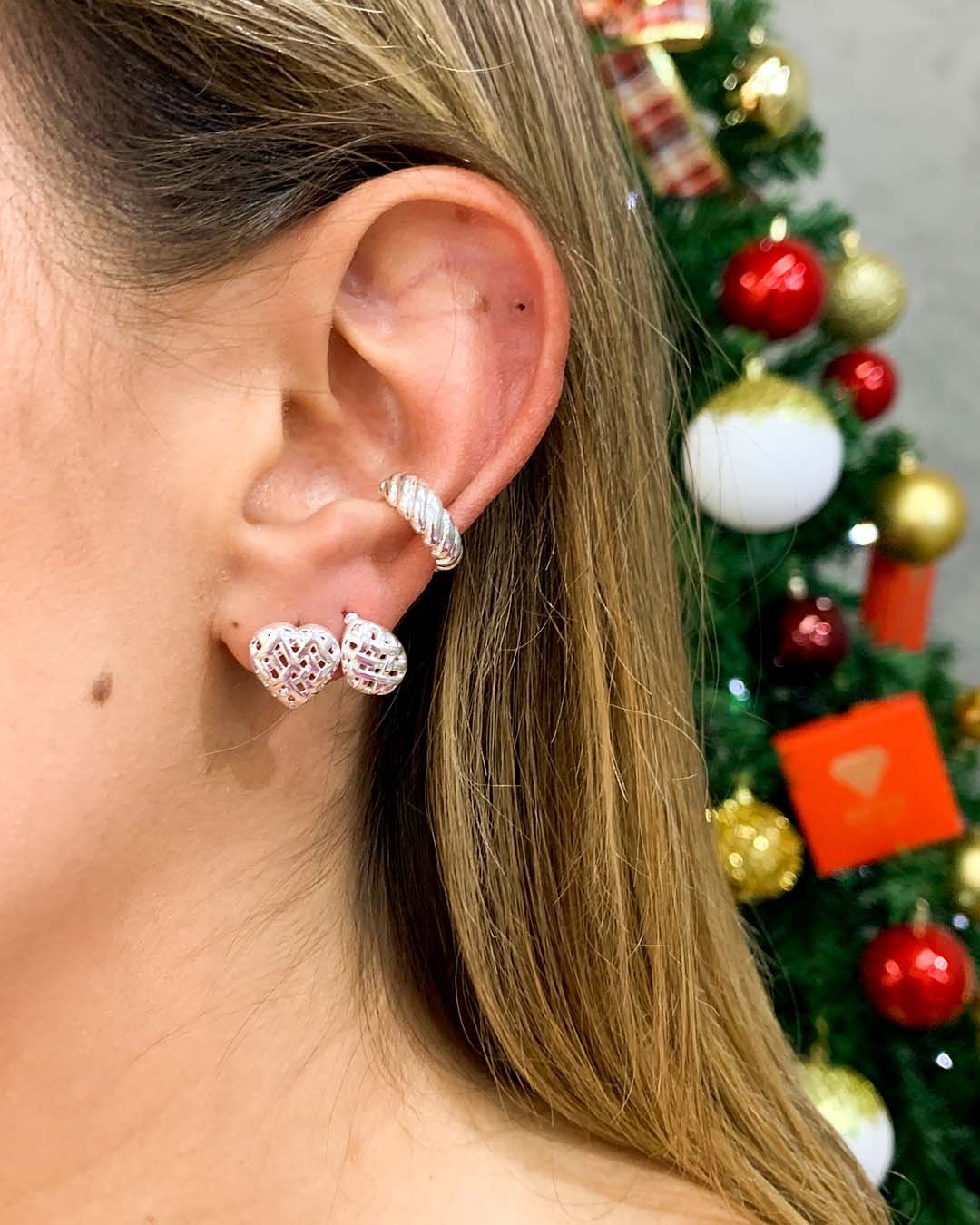 Piercing Fake Torcido banhado a Prata 70