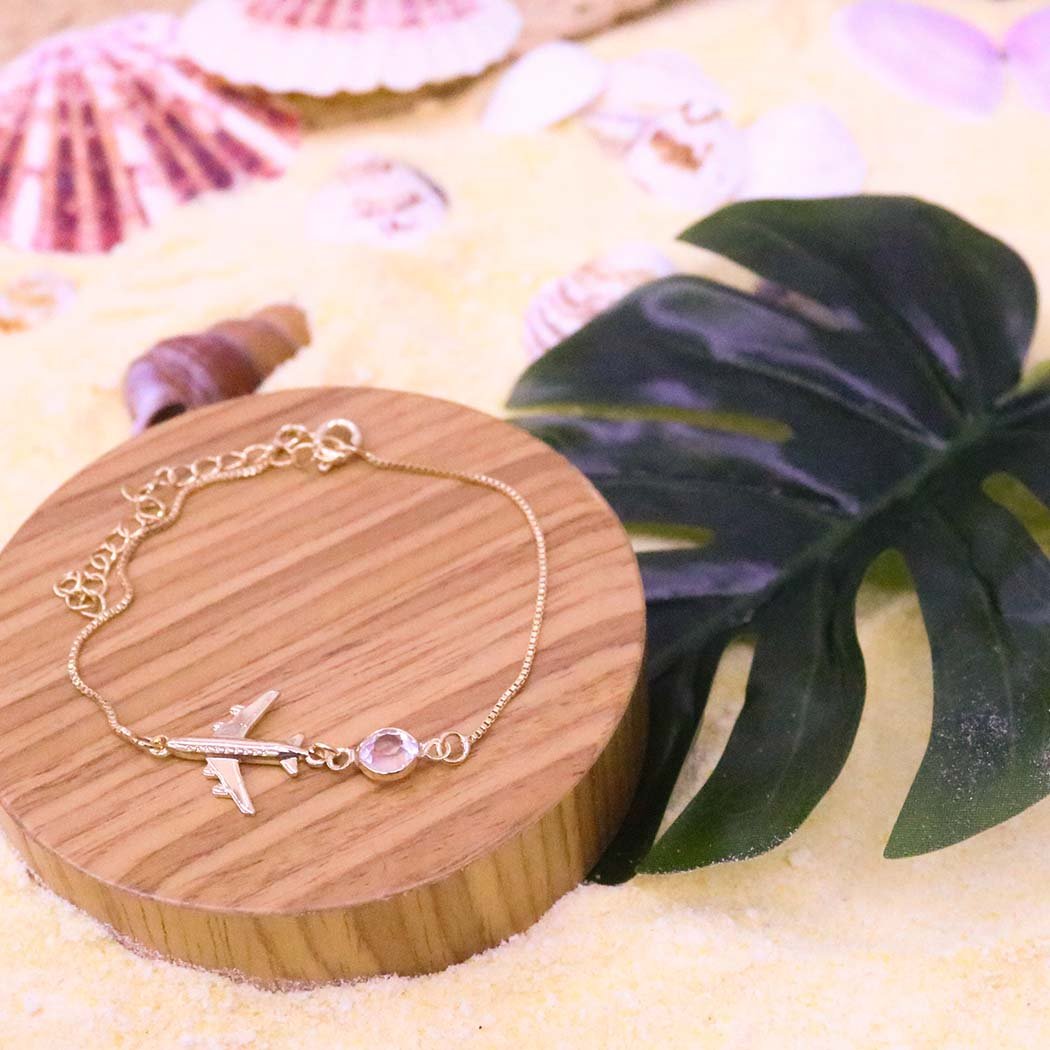Pulseira Avião banhado a Ouro 18k