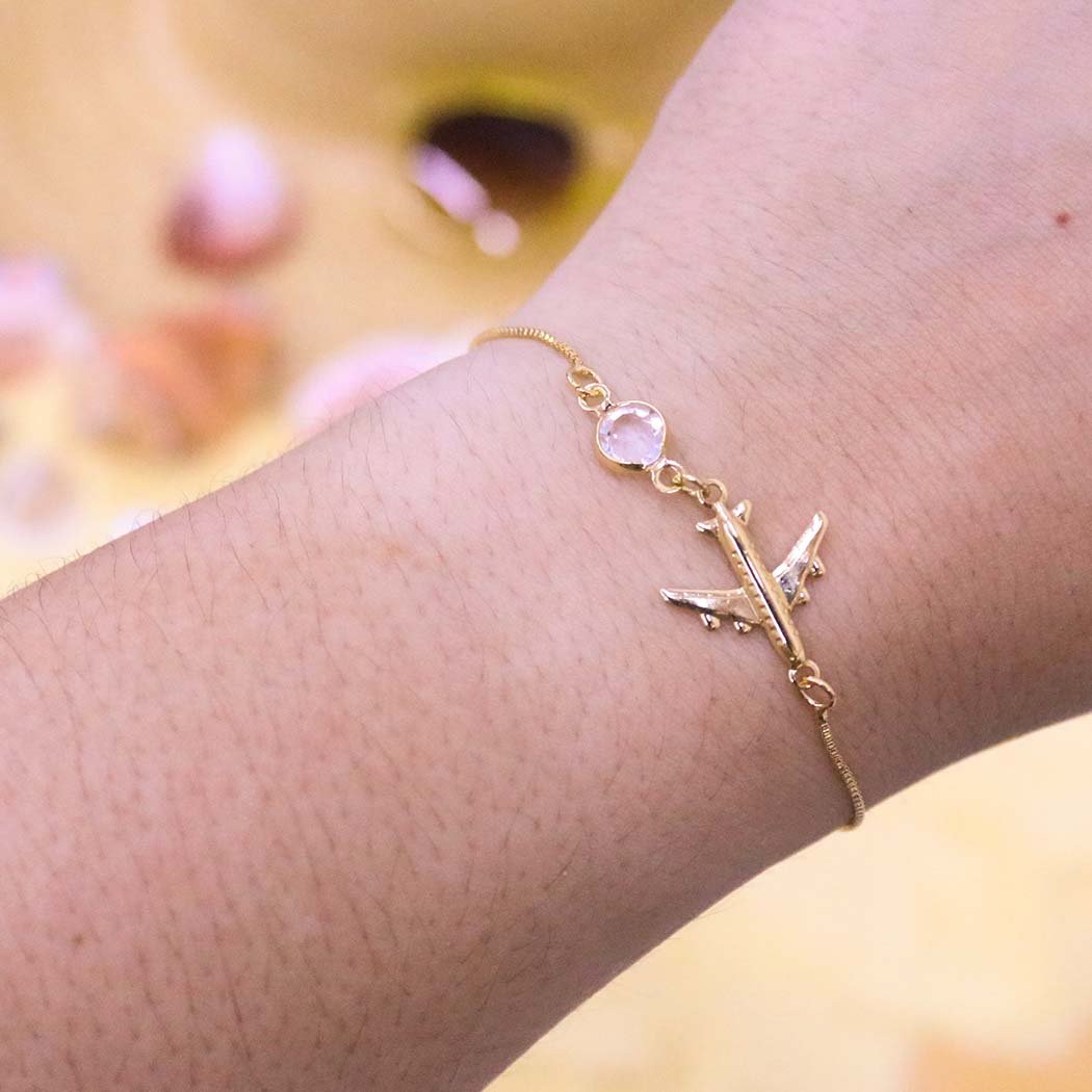 Pulseira Avião banhado a Ouro 18k